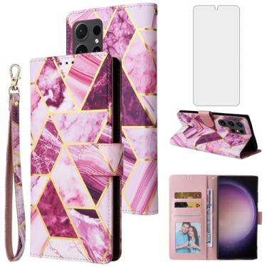 Imagem de Asuwish Compatível com Samsung Galaxy S24 Ultra 5G Capa carteira de vidro temperado protetor de tela de couro flip suporte suporte acessórios celulares capas de telefone para SS24Ultra 24S S 24