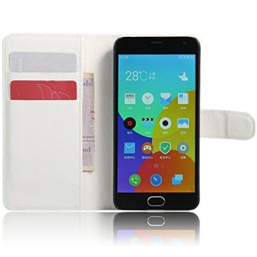 Imagem de Capa carteira MEIZU M2, capa carteira flip de couro PU premium com compartimento para cartão, suporte e fecho magnético [capa interna de TPU à prova de choque] compatível com MEIZU M2