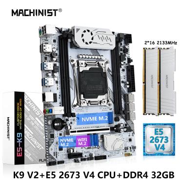 Imagem de MÁQUINA K9 X99 Placa-Mãe Combo LGA 2011-3 E5 2673 V4 kit Xeon CPU Processador DDR4 32GB  2 * 16GB