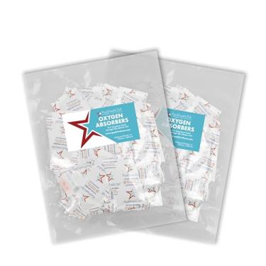 Imagem de PackFreshUSA: Pacote com 300cc absorvente de oxigênio – grau alimentício – não tóxico – preservação de alimentos – guia de armazenamento de alimentos de longo prazo incluído – pacote com 100