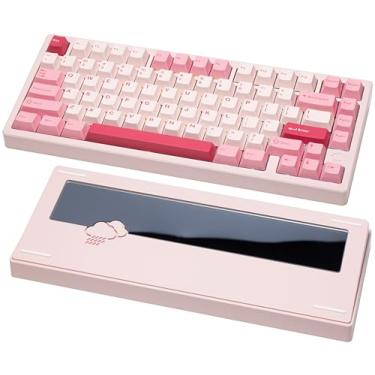 Imagem de Teclado mecânico KEEBMONKEY WOBKEY Rainy 75 CNC de alumínio HMX/JWK/Cocoa Switches com conectividade de modo triplo e acústica superior, RGB/PP/Vidro Espelhado/3500mAh/Violet Switch (Padrão - Rosa)
