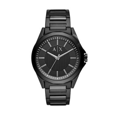 Imagem de Relógio cronógrafo masculino A|X Armani Exchange com pulseira de aço inoxidável, silicone ou couro, Preto/bronze, Drexler