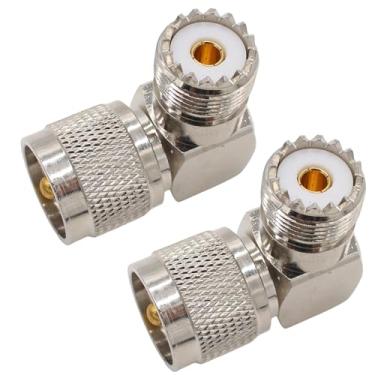 Imagem de AIMHDUTY Adaptadores de ângulo reto UHF PL259 para SO239, pacote com 2, conectores coaxiais macho para fêmea para TV, rádio, DVB-T/UHF, UHF/VHF