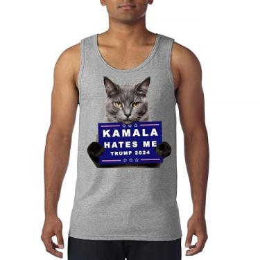 Imagem de Kamala Hates Me Trump 2024 Regata Engraçada Gato Republicano Pet Anti Harris Voto Vermelho MAGA Kitten 47 Fight Camiseta Masculina, Cinza, G