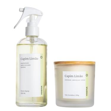 Imagem de MINERVA - Kit Combo Vela Aromática 200g e Home Spray Aromatizador de Ambientes 250ml (Capim Limão)