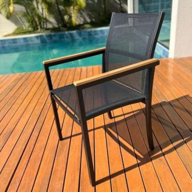 Imagem de Cadeira Poltrona Amelia Tela Sling e Alumínio de Jantar Área Externa Gourmet