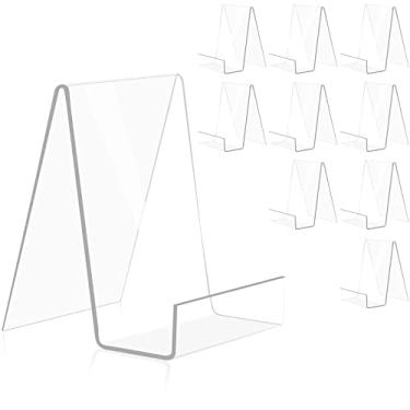 Imagem de Pacote com 10 suportes de acrílico para exibição de livros, cavalete transparente para exibição de tablets, jornais, revistas, cadernos, CDs, etc. (transparente-grande + pequeno)