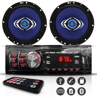 Imagem de Kit Automotivo Radio Mp3 Usb Bt e 1 Par Alto Falante 6 Polegadas - Fir