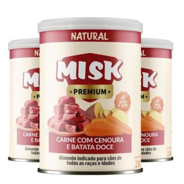 Imagem de Kit 3 Ração Úmida Natural Misk Carne Com Cenoura Batata Doce