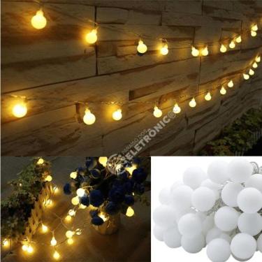 Imagem de Cordão De 20 Lâmpadas De Led 5cm Cor Branco Morno Para Natal Aniversar