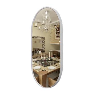 Imagem de Espelho Oval 76x43cm banheiro Moderno Moldura Couro - VSA, GELO