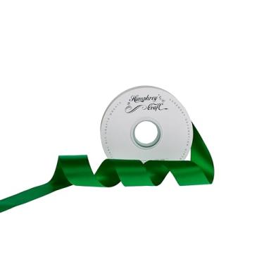 Imagem de Humphrey's Craft Fita de cetim dupla face de 3,5 cm - Fita de cetim grossa verde samambaia contínua de 50 metros para artesanato, embrulho de presentes, decoração de árvore de Natal, laços DIY,