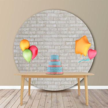 Imagem de Painel Redondo em Jacquard Estampado Tijolo Canjiquinha, 2,00, 2,00