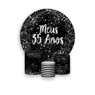 Imagem de Painel De Festa Redondo 1,50x1,50 + Trio De Capas Cilindro -  Meus 35 