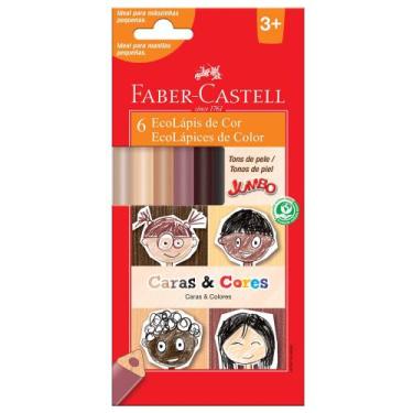 Imagem de Ecolápis de Cor Jumbo Triangular 6 Cores Caras & Cores - Faber-Castell