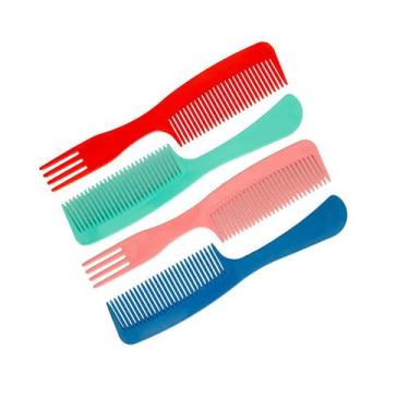 Imagem de Kit 4 Pente de Cabelo Plástico Reforçado Colorido  - Pmc Plásticos