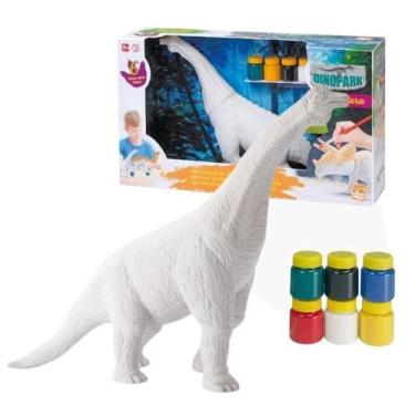 Imagem de Dinossauro para colorir pintura com tintas brinquedo e muito divertido