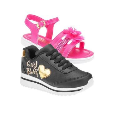 Imagem de Tenis Feminino e Sandalia Menina - KIT 2 PARES Tam 24 ao 34 - sapatinh