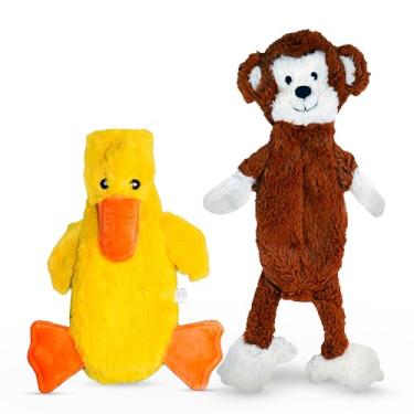 Imagem de FGA MARKETPLACE Brinquedo de pelúcia plano sem recheio, sem barulho, estilo divertido irá divertir o seu cão por horas, recomendado para cães pequenos e médios de 53 cm de comprimento (macaco/pato)