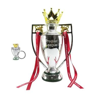 Imagem de LNGODEHO Troféu Campeão da Liga Europeia de Futebol Inglaterra Prata com Chaveiro para Fã Colecionáveis Lembrança Decoração de Casa Ornamento (32 cm/12,6 polegadas)