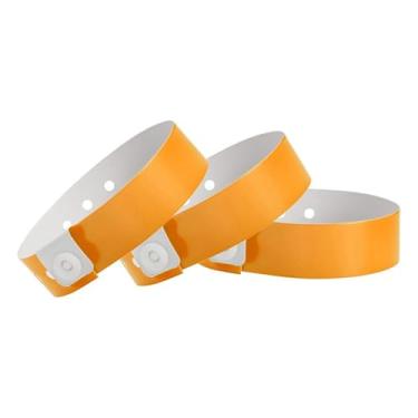 Imagem de Pulseiras de vinil laranja neon 500 Wristco para eventos – uso prolongado, estrutura de PVC de camada tripla, à prova de adulteração – Pulseiras premium para identificação hospitalar, entrada em shows