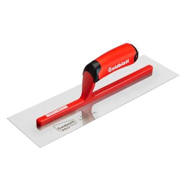 Imagem de Goldblatt Espátula profissional RED para drywall, espátula de alvenaria com acabamento de aço inoxidável de 35,5 cm x 10 cm com alça macia, haste de magnésio leve, lâmina chanfrada, espátula de gesso