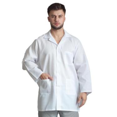 Imagem de Kit 10 Jaleco ¾ Manga Longa Unissex com Gola e 3 Bolsos Branco - Loja 