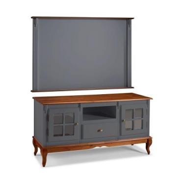 Imagem de Conjunto Rack 60811 + Painel 50513 para Sala Pés Luiz XV 1 Gaveta 2 Po