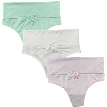 Imagem de Kit 3 Calcinhas Cós Alto Cintura Alta Compressão Fristyle Microfibra L