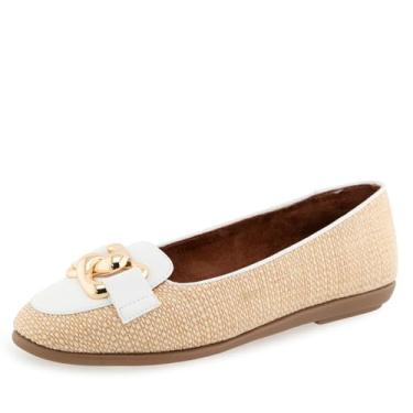 Imagem de Aerosoles Sapatilha feminina Bell Ballet, Ráfia natural/branca, 7.5 Wide