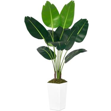 Imagem de Planta artificial Bird of Paradise, 1,8 m, palmeira tropical falsa com 8 folhas, plantas falsas perfeitas em vaso para ambientes internos e externos, casa, escritório, jardim, decoração moderna,