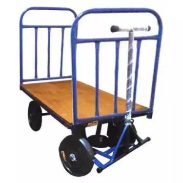 Imagem de Carrinho plataforma assoalho de madeira com 2 aba carga 800 kg - Made 