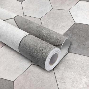 Imagem de Kit 10 Metros de Adesivo Vinilico para Piso Hexagono Cinza - Open Star