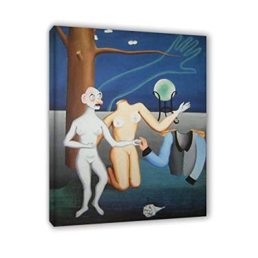 Imagem de JZSDGB Felix Labisse Impressões em tela e pôster-Famous Painting abstract Wall Art - A proposta de casamento Reproduções em tela - Imagens emolduradas em madeira e prontas para pendurar para decoração