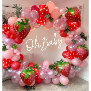Imagem de Kit de Arco de Balões Garland Hoobalon Morango - Decoração de Festa