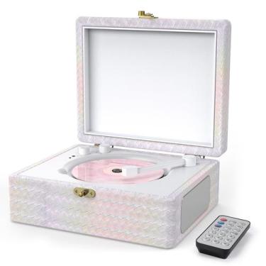 Imagem de Leitor de CD Portátil Retro com Bluetooth e Alto-Falante