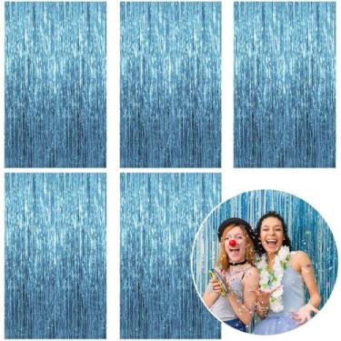 Imagem de 5 Painéis de Fundo de Cortina de Alumínio Azul Metálico para Festa