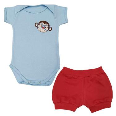 Imagem de Conjunto Body Bebê Manga Curta Macaco de Óculos + Shorts - Generic, G,