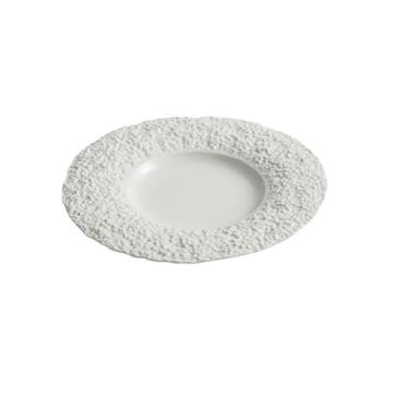Imagem de Prato de cerâmica com padrão de rocha, prato plano de bife de restaurante ocidental branco - prato de sopa de 31 cm