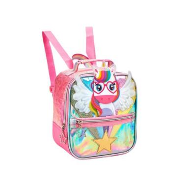 Imagem de Lancheira Térmica Unicórnio Infantil Metalizado Escolar Teen - Denlex,