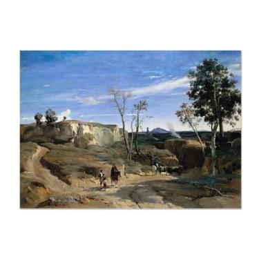 Imagem de Reprodução de pinturas famosas, La Cervara, la campagne romaine, arte de impressão em tela abstrata, arte de parede moderna em tela, para decoração de casa e escritório 50 x 70 cm (20 x 28 polegadas)