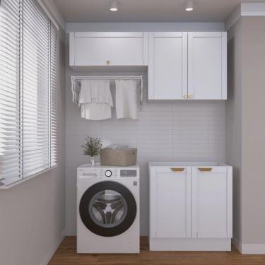 Imagem de Lavanderia Modulada 3 Peças sem Tampo 2 Armários Aéreos 1 Balcão 2 Portas Cabecasa