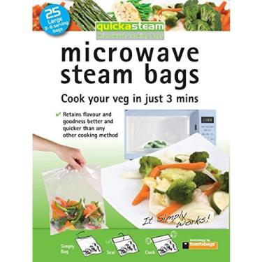 Imagem de 25-Pack Grande Quickasteam Micro-ondas Sacos de cozimento a vapor para vegetais mais rá...