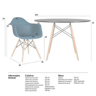 Imagem de Loft7, Mesa redonda Eames 120 cm + 4 cadeiras Eiffel DAW