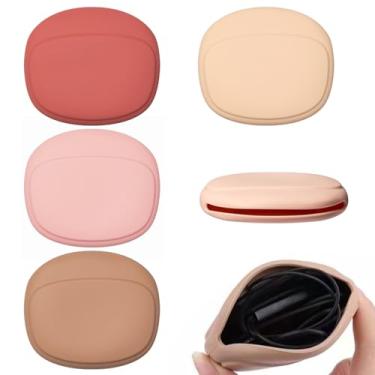 Imagem de Capa de fone de ouvido com 4 peças, estojo compacto e portátil com abertura, bolsa de silicone resistente à sujeira para armazenar fones de ouvido, cabos USB, chaves, capa para fones de ouvido com fio