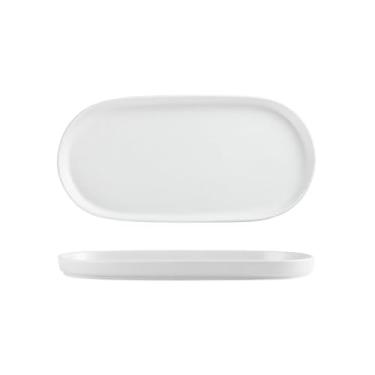 Imagem de Prato de carne ocidental para sushi dim sum hotel de cerâmica esmaltada - prato de massa de 33 cm - branco