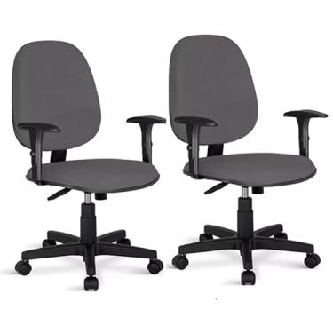 Imagem de Kit 2 Cadeiras Diretor Giratória com Relax, Braços Ajustáveis, Ergonomia Certificada e Revestimento em Tecido Cinza para Escritório, Home Office e Bancadas - Escritex