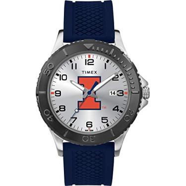 Imagem de Timex Tribute Relógio masculino Gamer 42 mm Quartzo com pulseira de silicone, Illinois Fighting Illini, Relógio de quartzo
