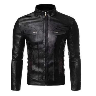 Imagem de Blusa em eco couro masculina motoqueiro resistente a agua - capitã, Pr