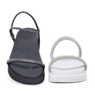 Imagem de Kit 2 Sandália Feminina Papete Tira & Papete Tira com Brilho - Novo Há